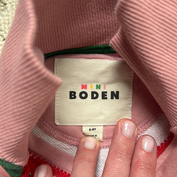 Mini boden Pink Apple Print Kids Pullover - Picture 3 of 5